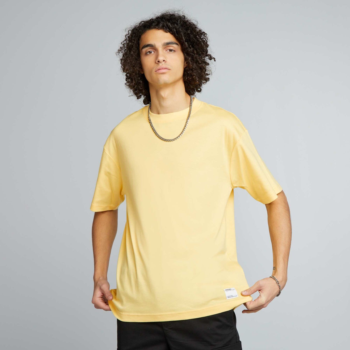 T-shirt col rond en coton Jaune