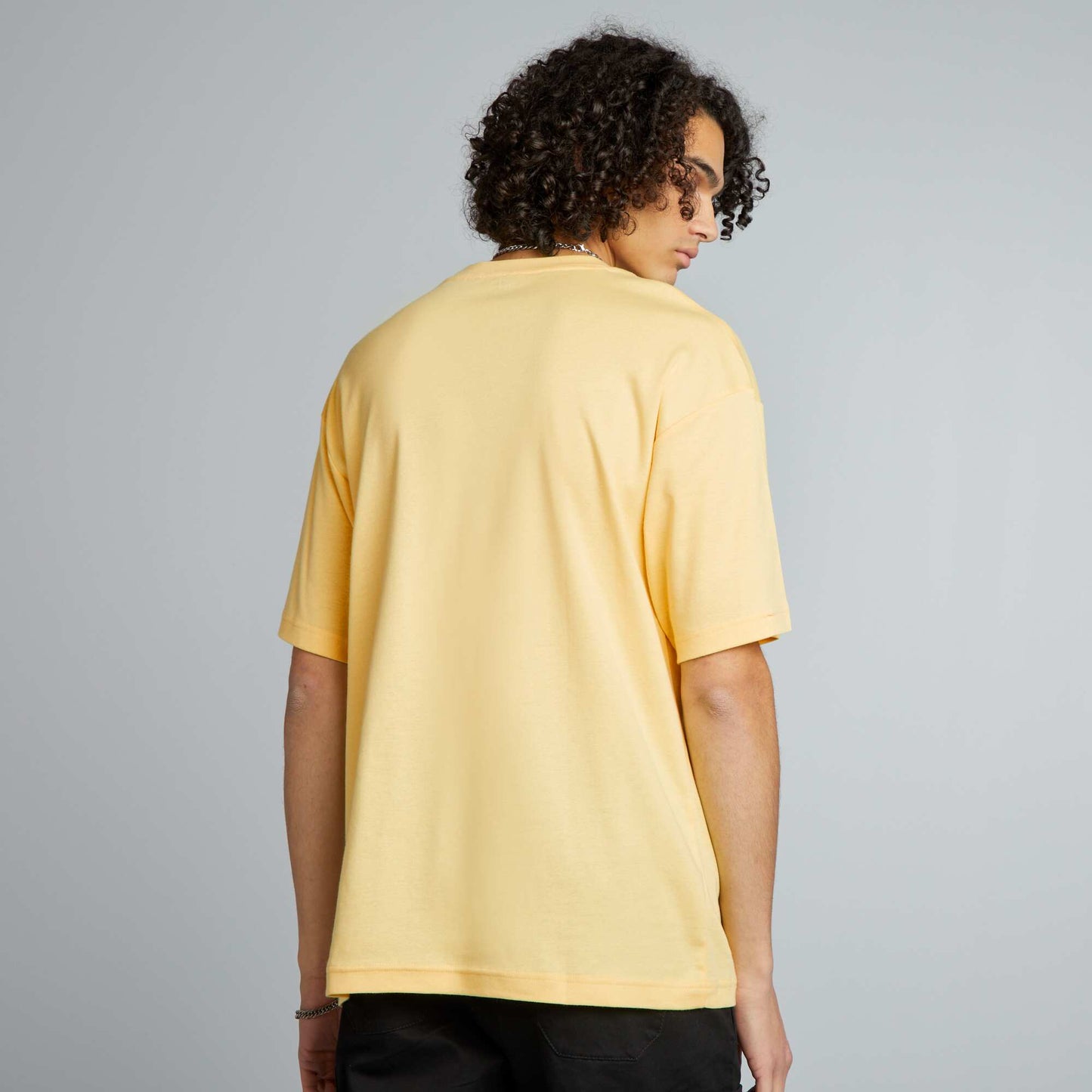 T-shirt col rond en coton Jaune