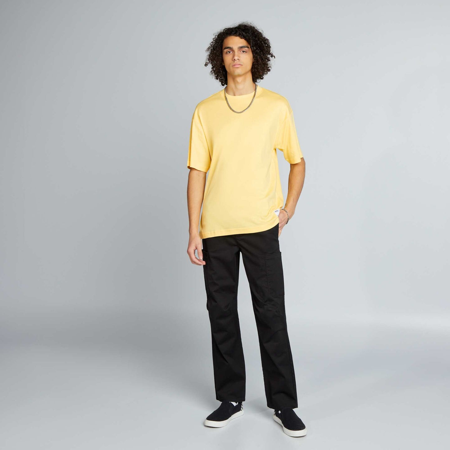 T-shirt col rond en coton Jaune