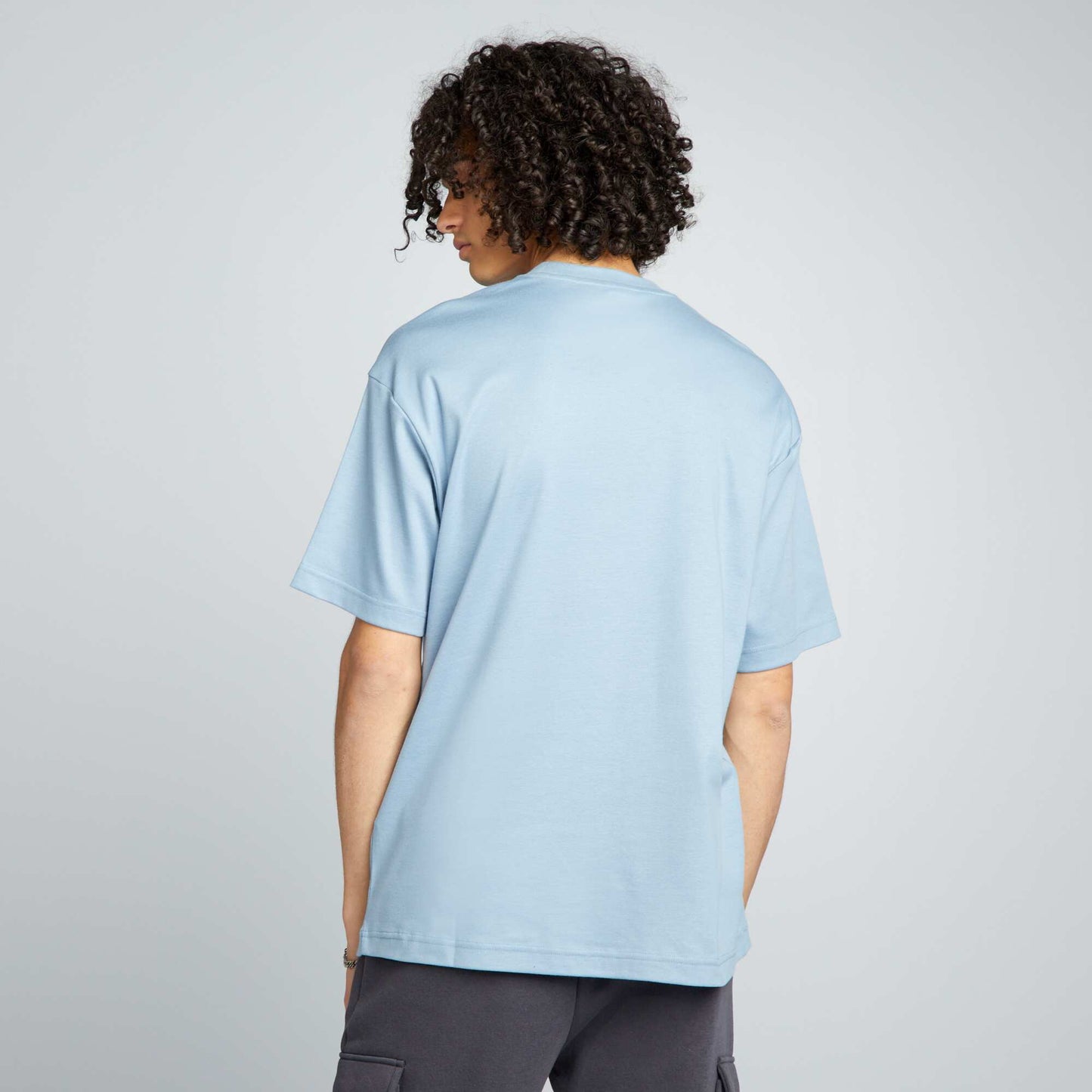 T-shirt col rond en coton Bleu