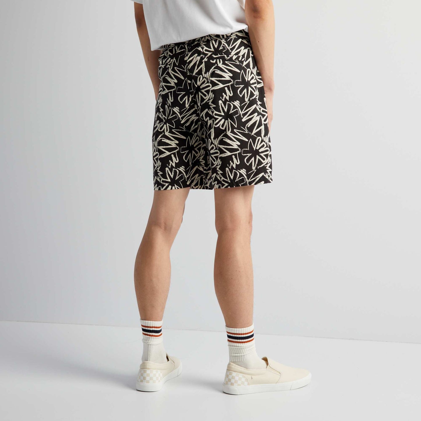 Short en coton imprimé Noir
