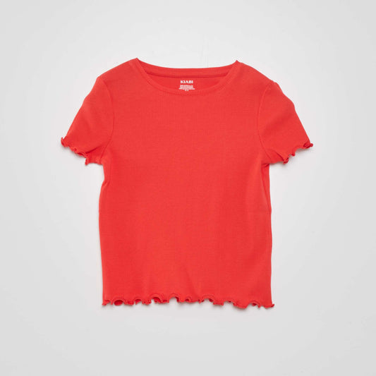 T-shirt côtelé Rouge