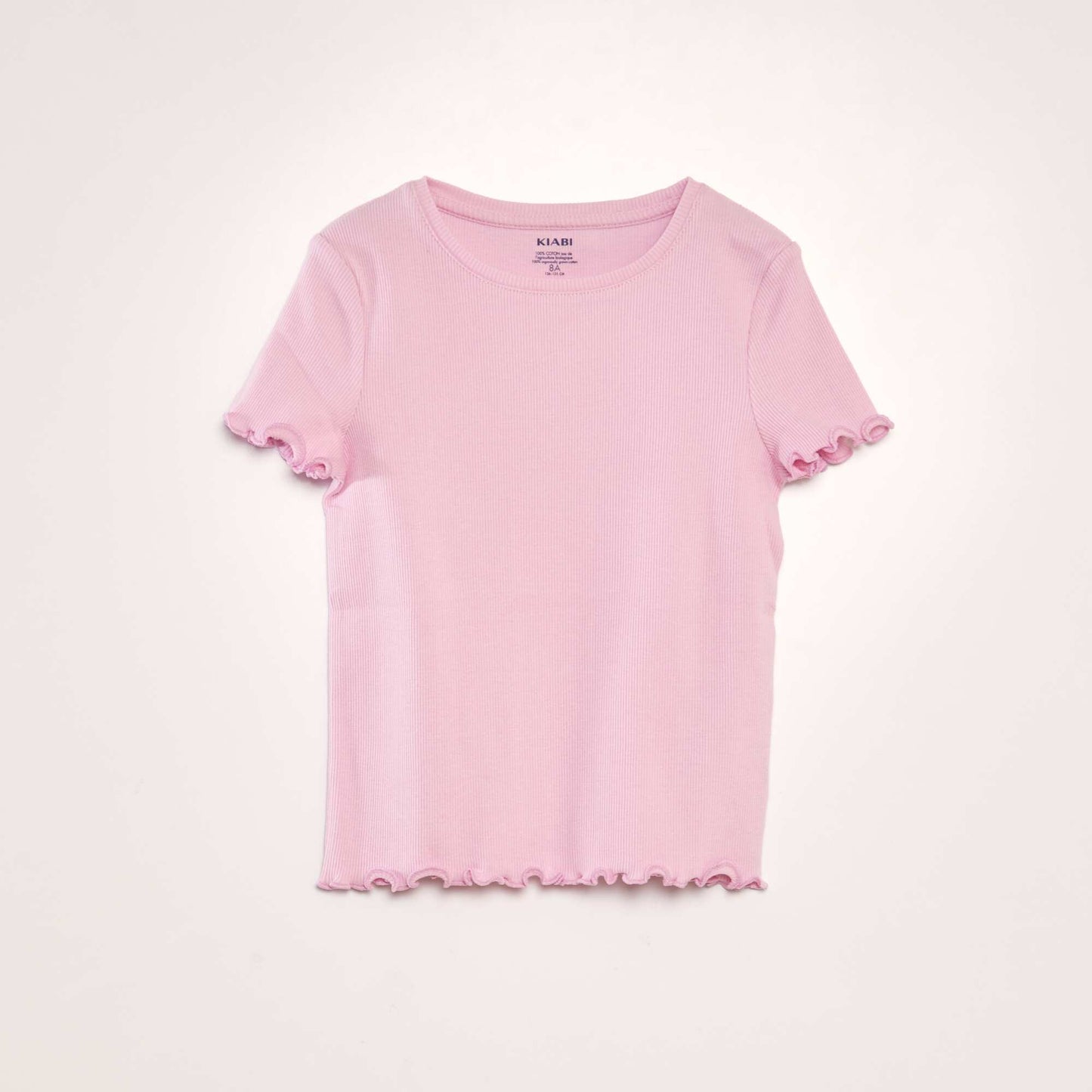 T-shirt côtelé Rose clair