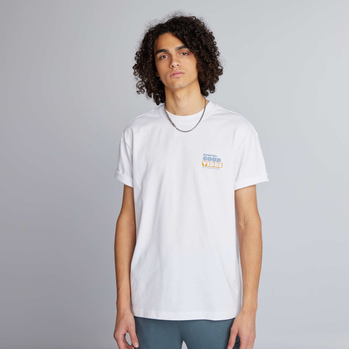 T-shirt en coton à imprimé devant Blanc