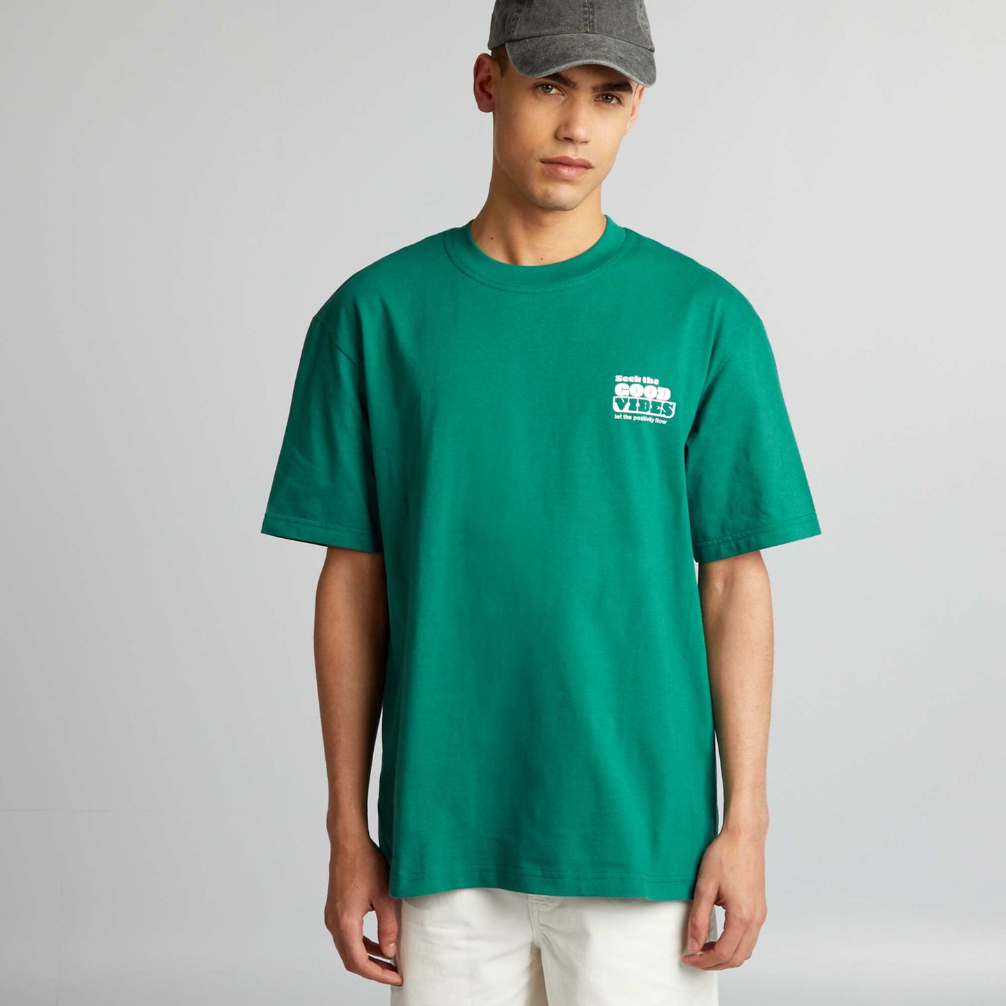 T-shirt en coton à imprimé devant Vert