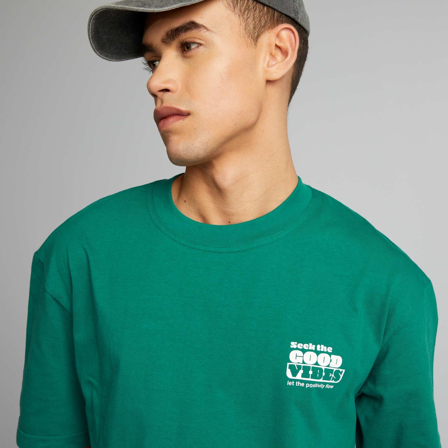 T-shirt en coton à imprimé devant Vert