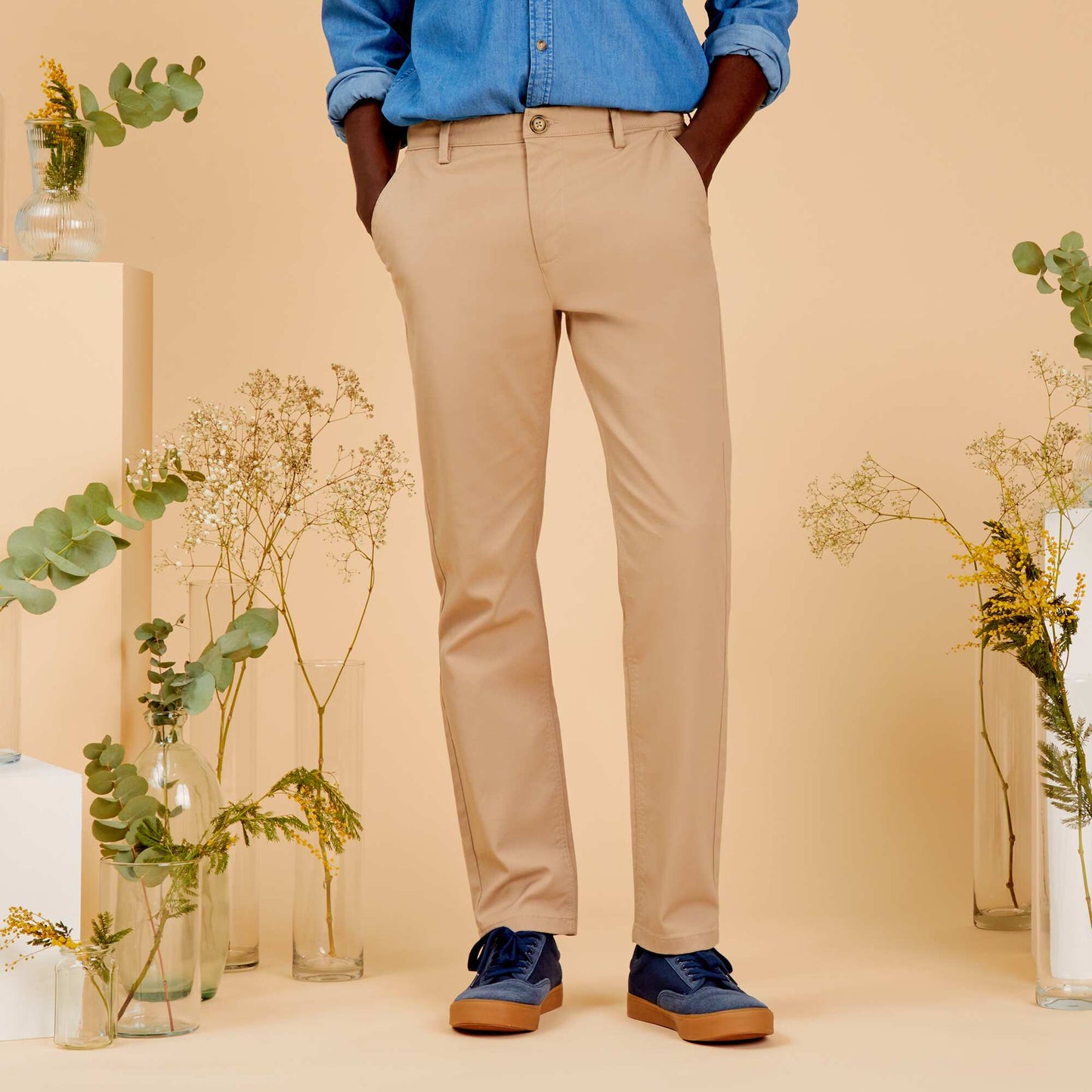 Pantalon chino stretch beige