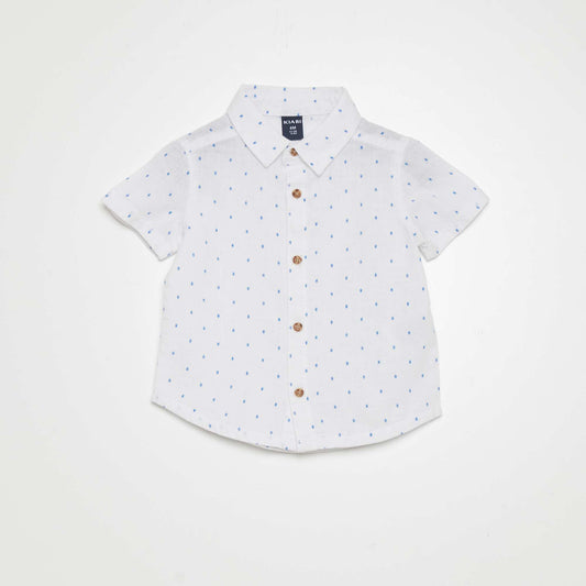 Chemise manches courtes à motif Blanc