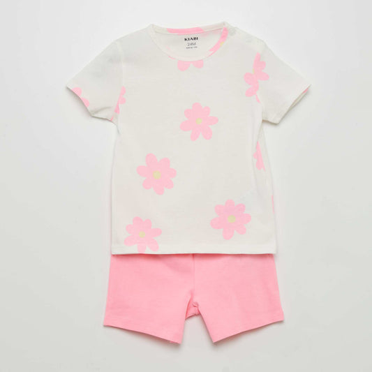 Pyjama short 2 pièces imprimé Rose