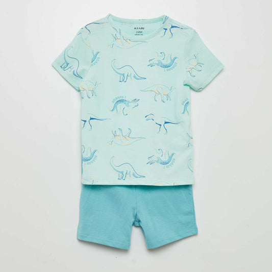 Pyjama short 2 pièces imprimé Bleu/vert