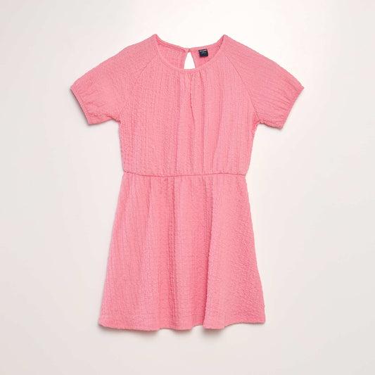 Robe en maille gaufrée rose