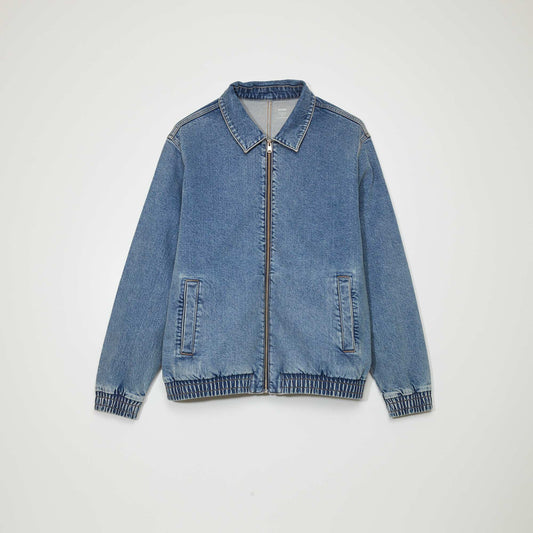 Veste zippée en jean Bleu