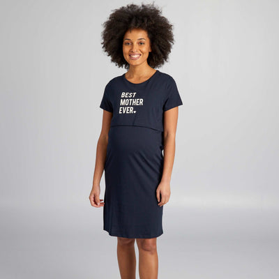 Chemise de nuit d'allaitement à message NOIR
