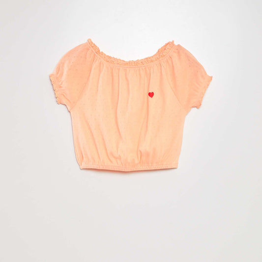 T-shirt à bords élastiqués Pêche