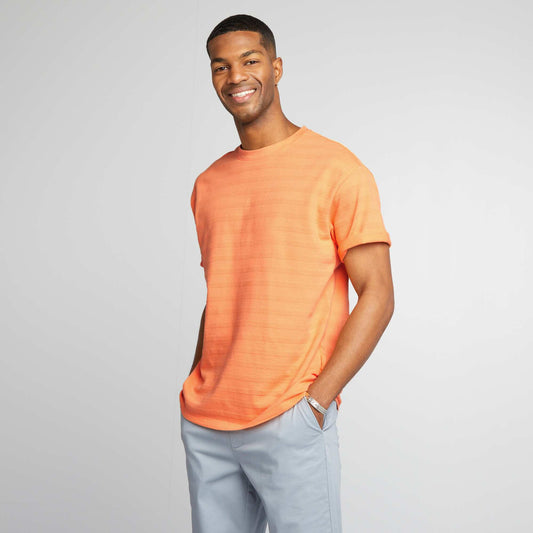 T-shirt en coton texturé Orange