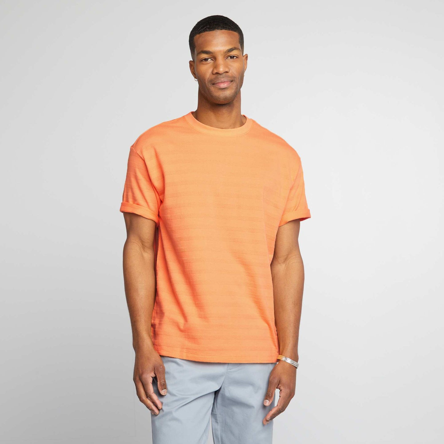 T-shirt en coton texturé Orange