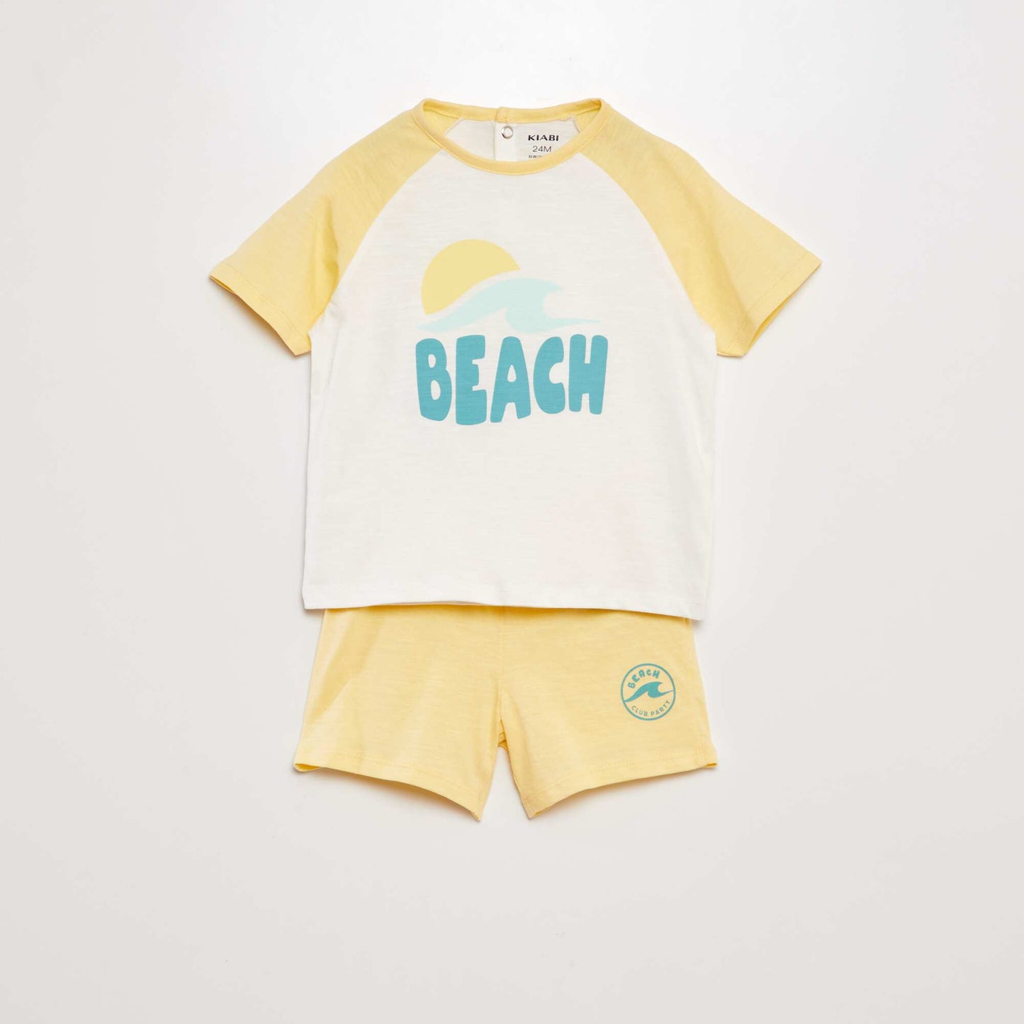 Ensemble short + t-shirt 'beach' - 2 pièces Jaune