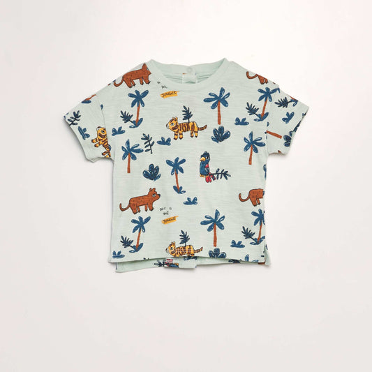 T-shirt en jersey impression Bleu