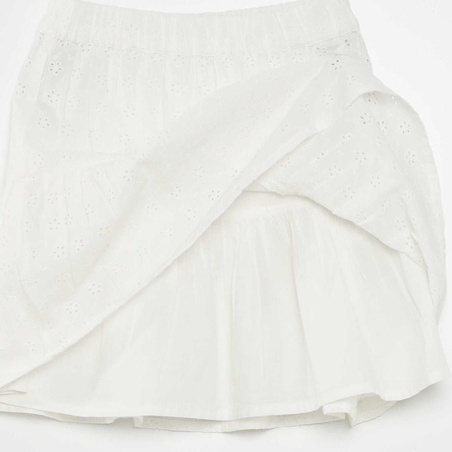 Jupe évasée en broderie anglaise blanc