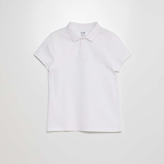 Polo en piqué de coton blanc