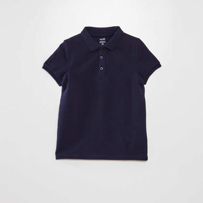 Polo en piqué de coton BLEU