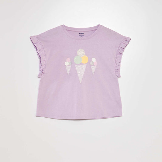 Top avec manches volantées Mauve