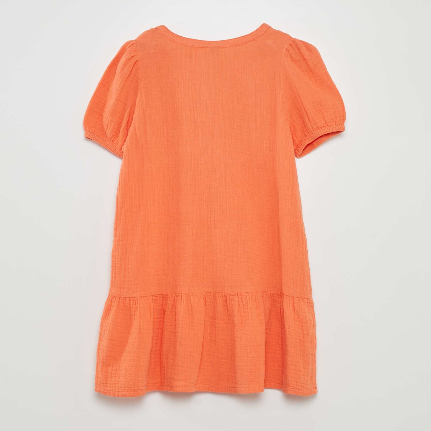 Robe en gaze de coton à manches ballons Orange