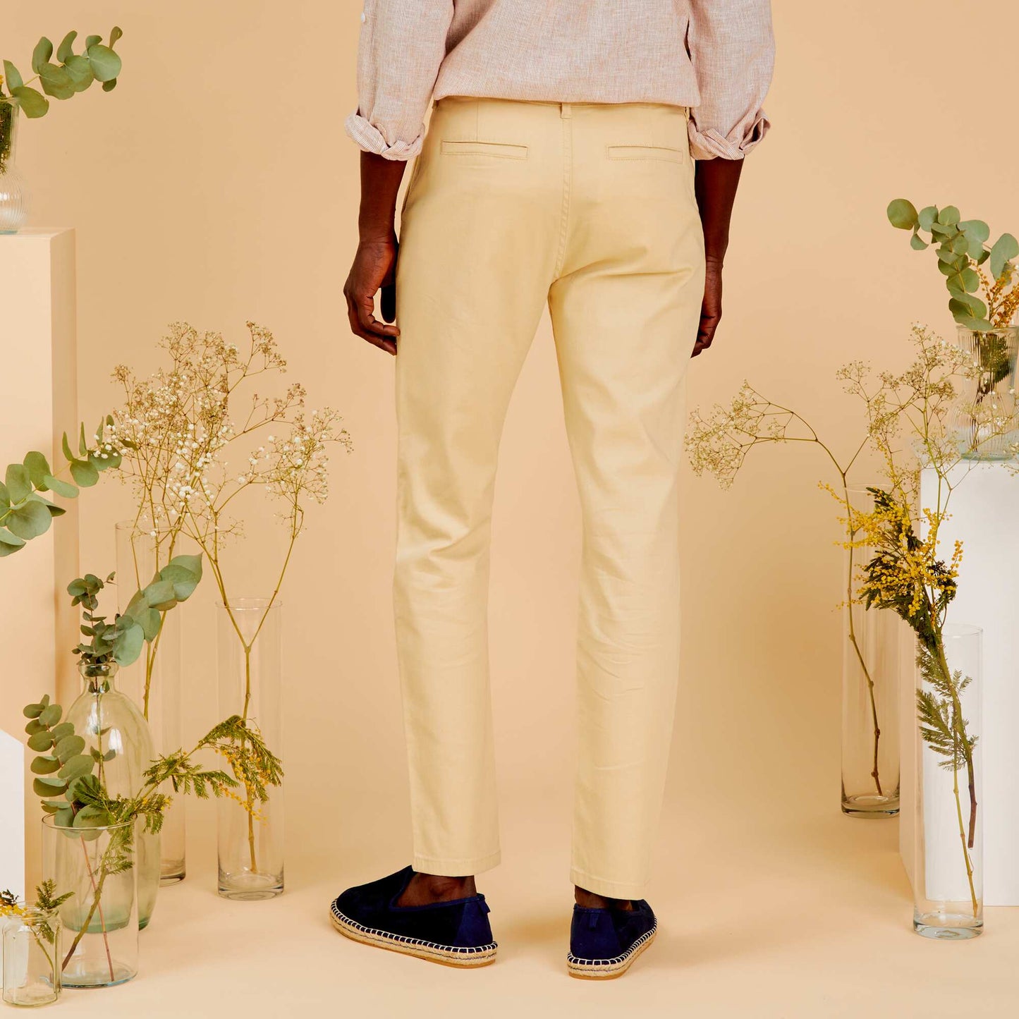 Pantalon chino slim avec chanvre Beige