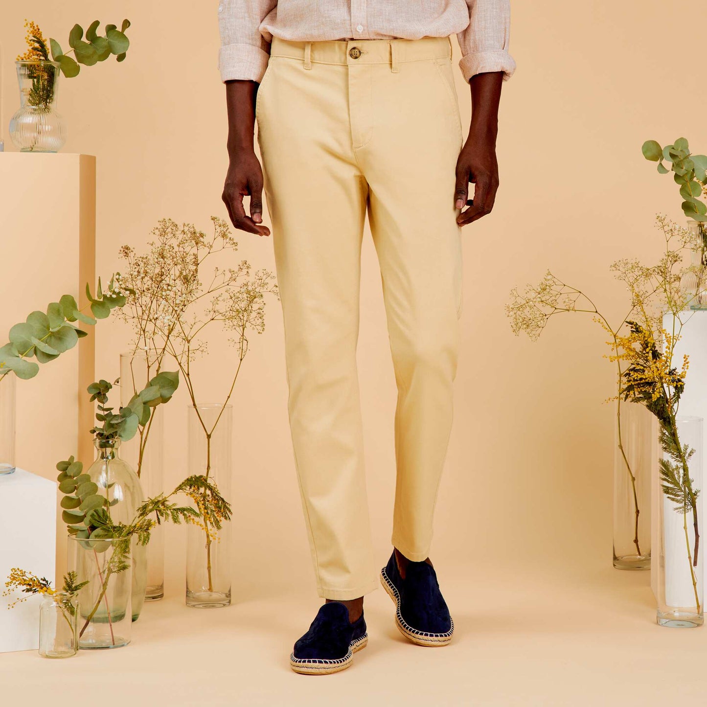 Pantalon chino slim avec chanvre Beige