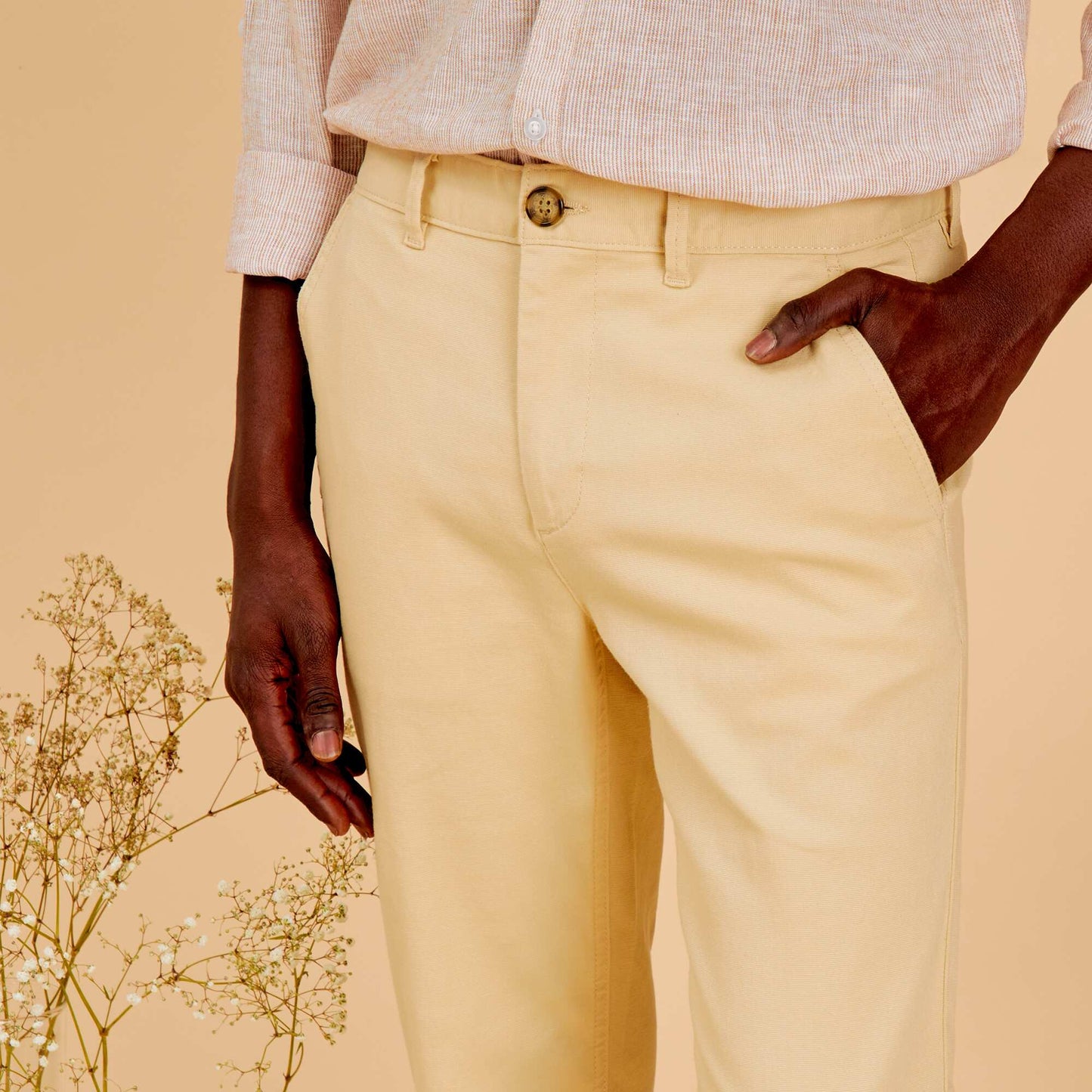 Pantalon chino slim avec chanvre Beige