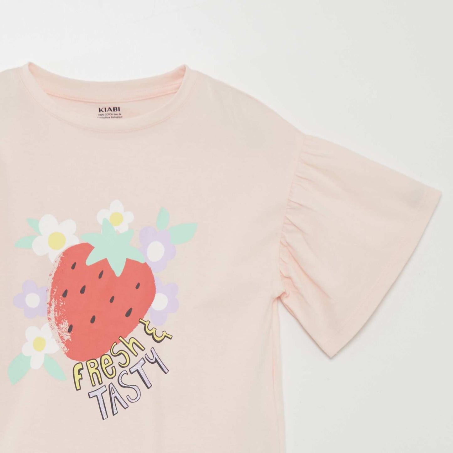 T-shirt imprimé 'fruits' manches courtes Rose