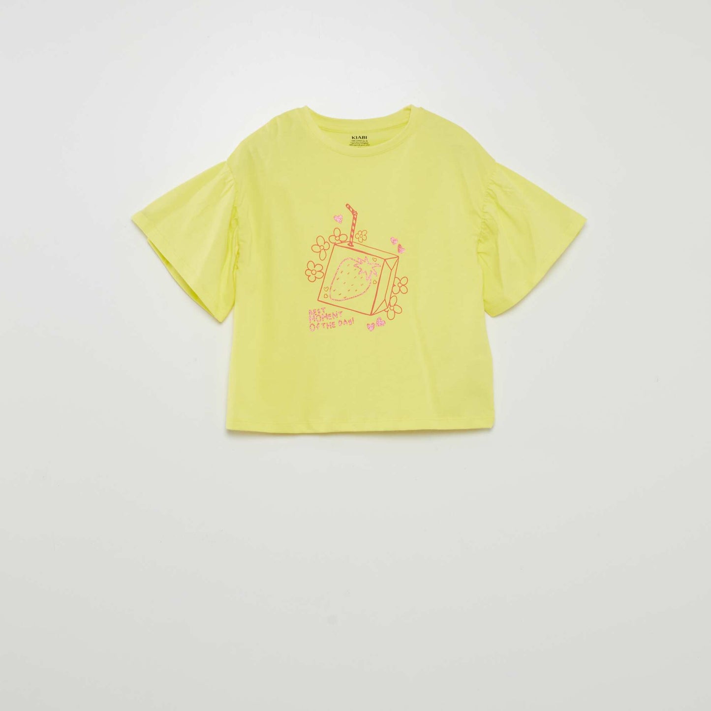 T-shirt imprimé 'fruits' manches courtes Jaune