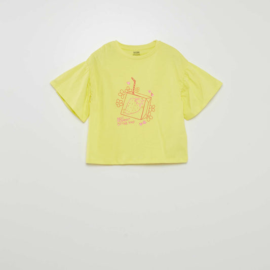 T-shirt imprimé 'fruits' manches courtes Jaune