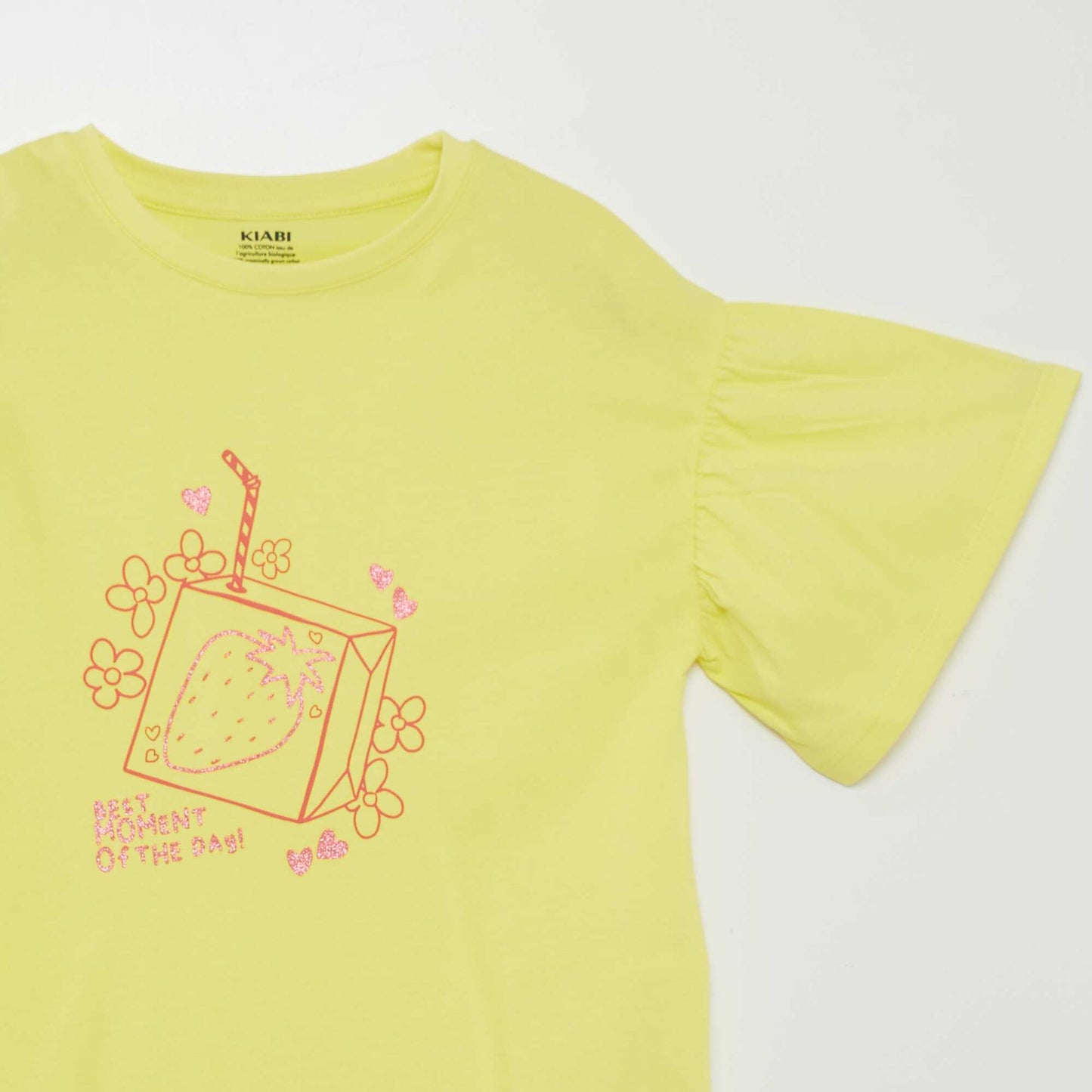 T-shirt imprimé 'fruits' manches courtes Jaune