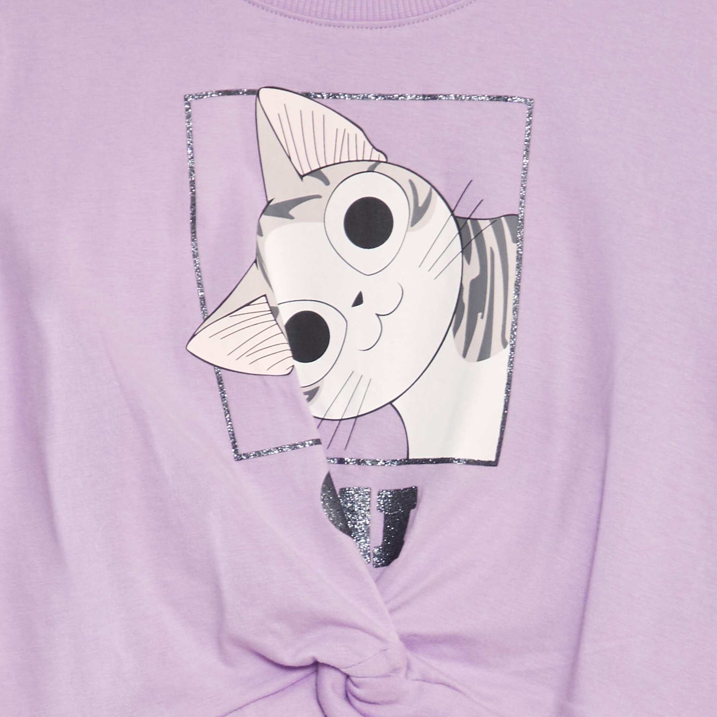 T-shirt en coton 'Une vie de chat' Violet