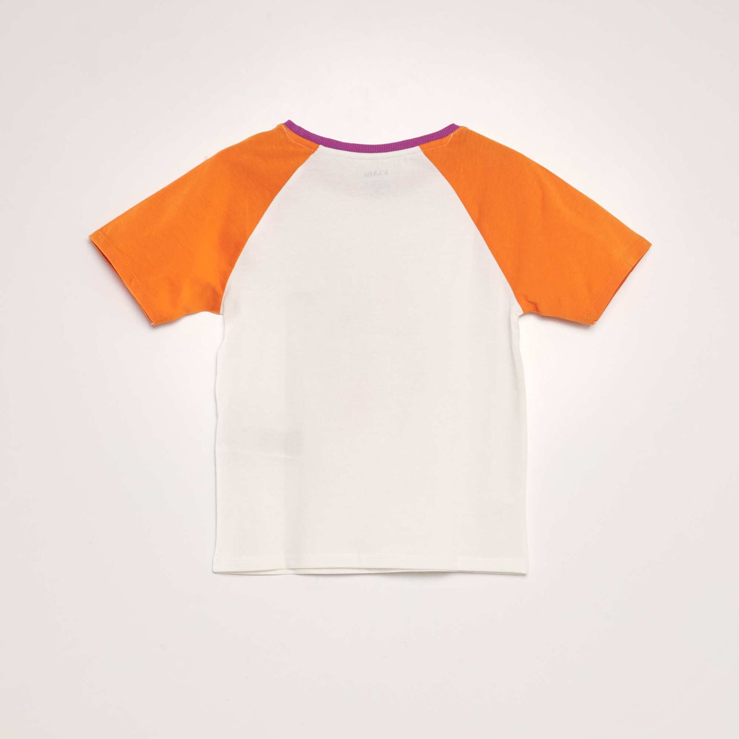 T-shirt en coton à col rond Blanc/orange