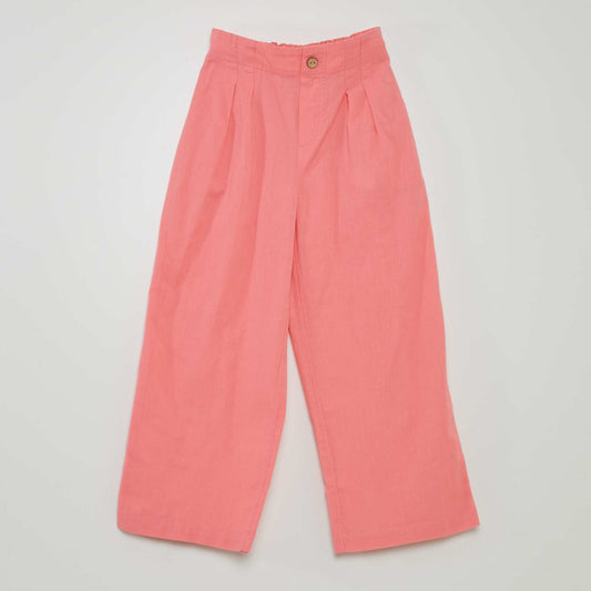 Pantalon large uni rose