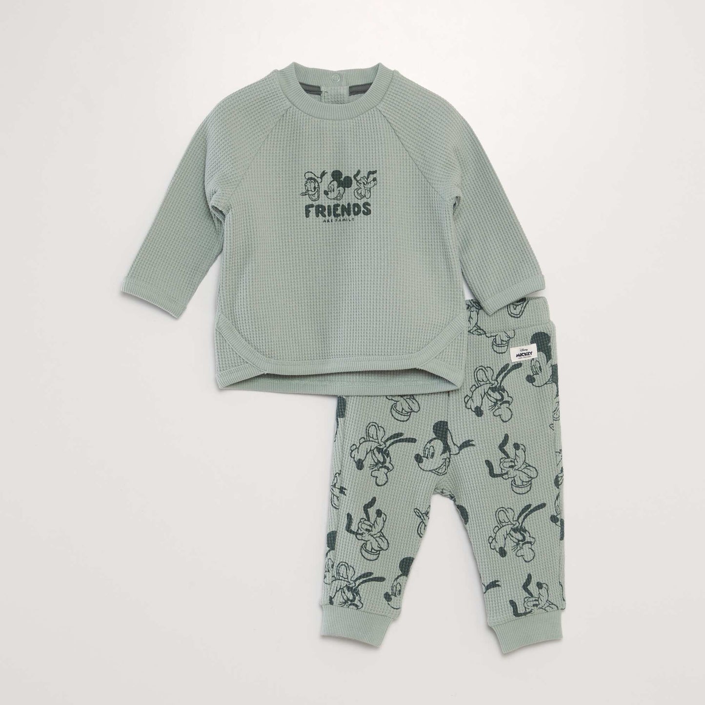 Ensemble jogging sweat + pantalon 'Disney' en nid d'abeilles - 2 pièces VERT