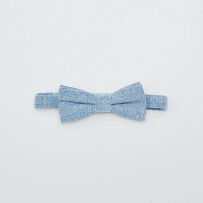 Nœud de papillon effet lin Bleu