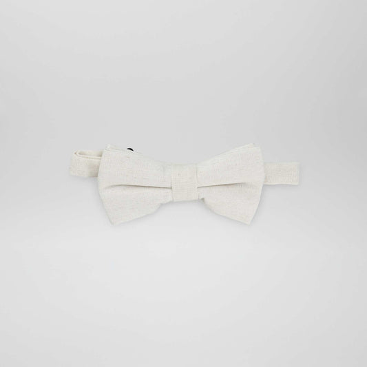 Nœud papillon effet lin Beige
