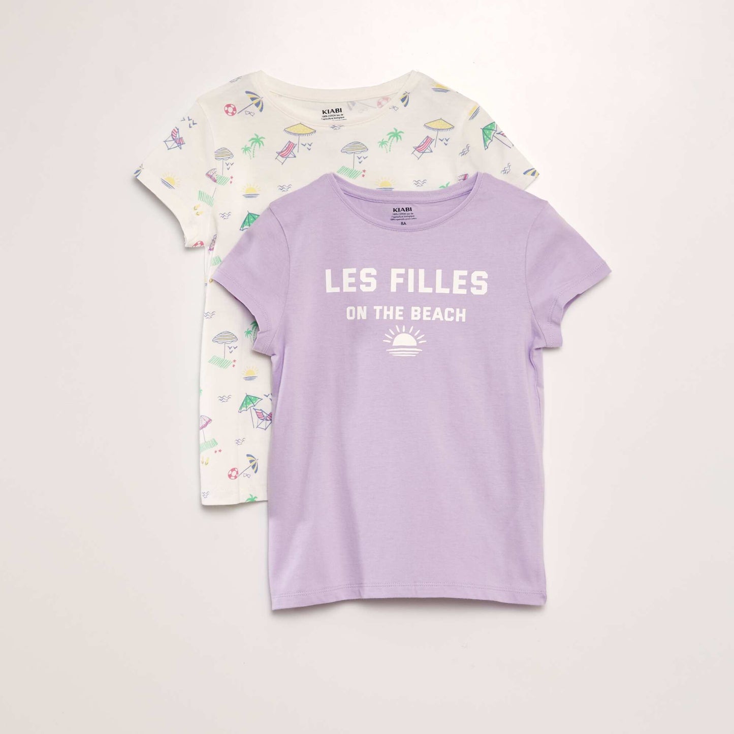 Lot de 2 tee-shirts à message Violet/blanc