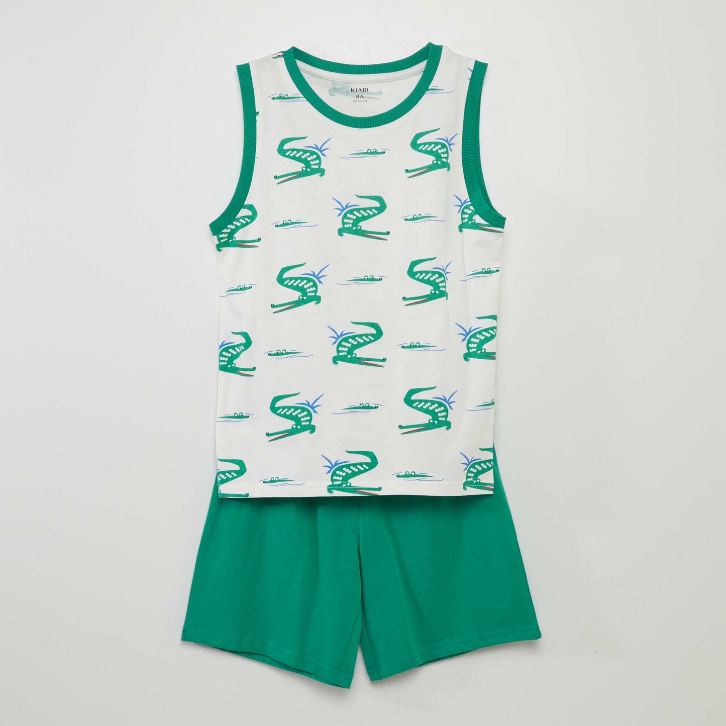 Ensemble pyjama t-shirt + short 'croco' Blanc/vert