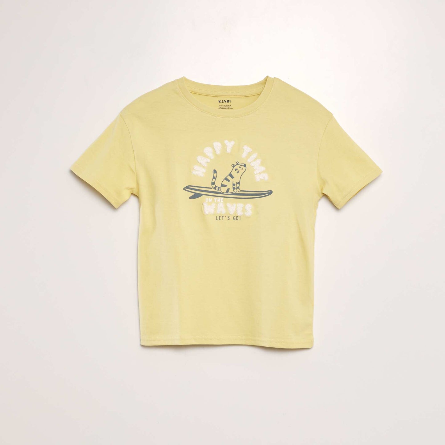 T-shirt imprimé + maille bouclette Jaune