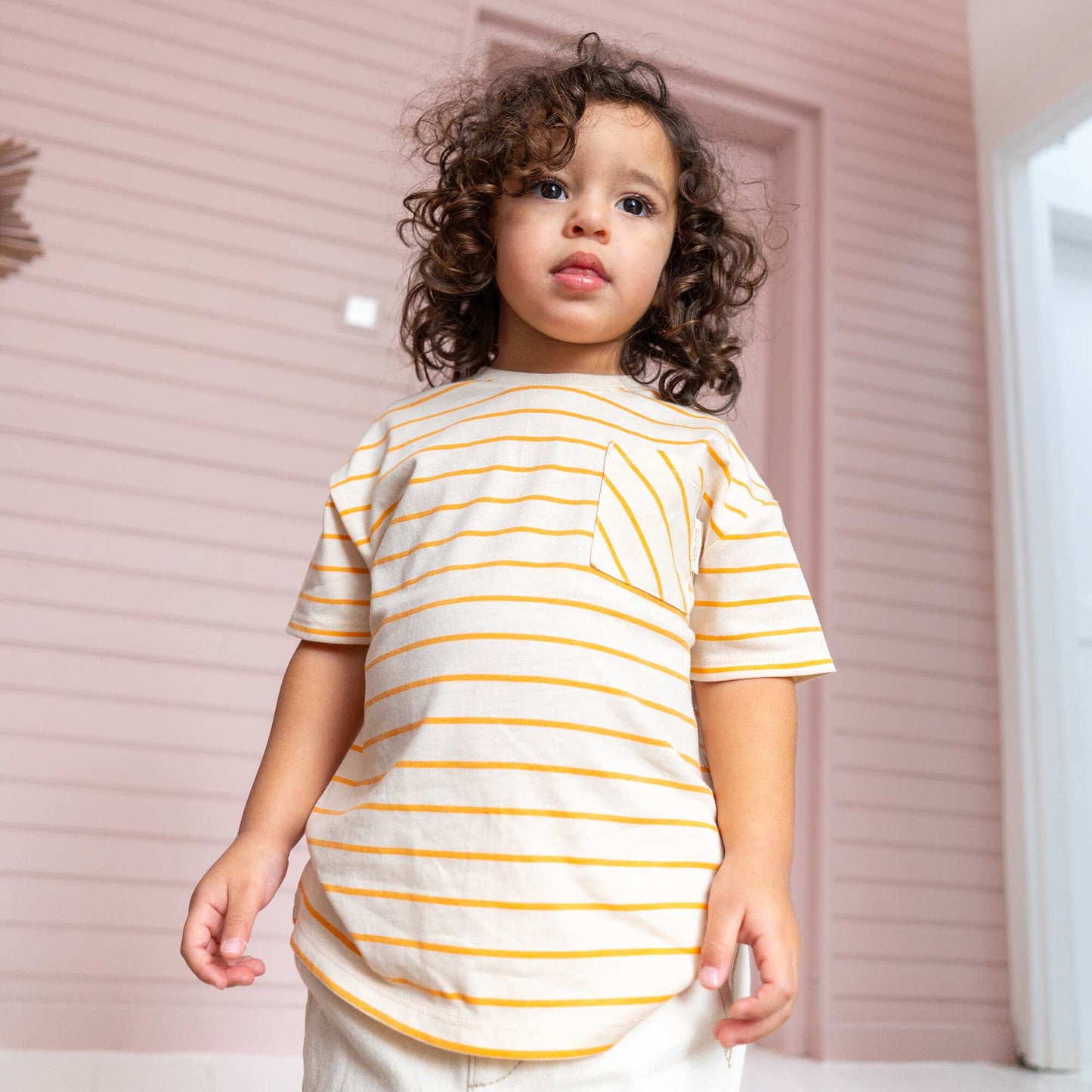T-shirt à rayures beige