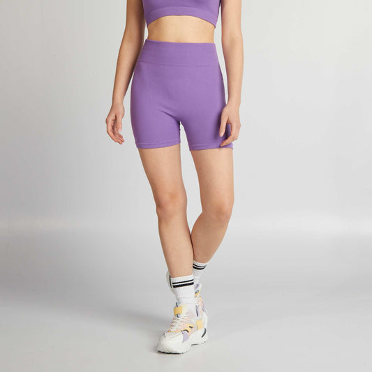 Short cycliste en maille côtelée Violet
