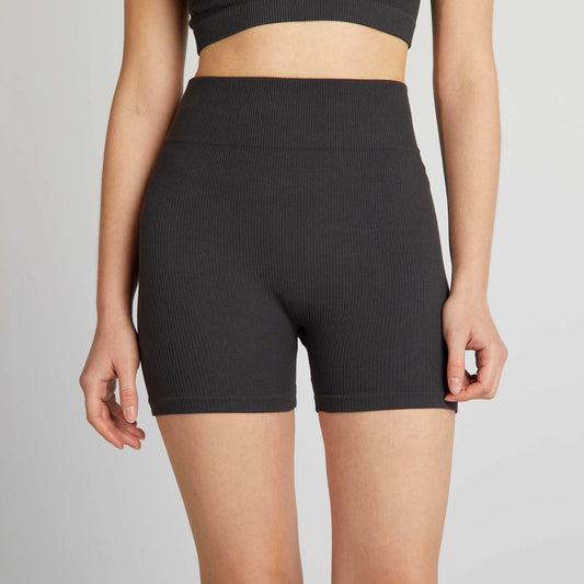 Short cycliste en maille côtelée NOIR