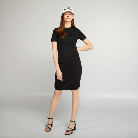 Robe en jersey côtelé noir