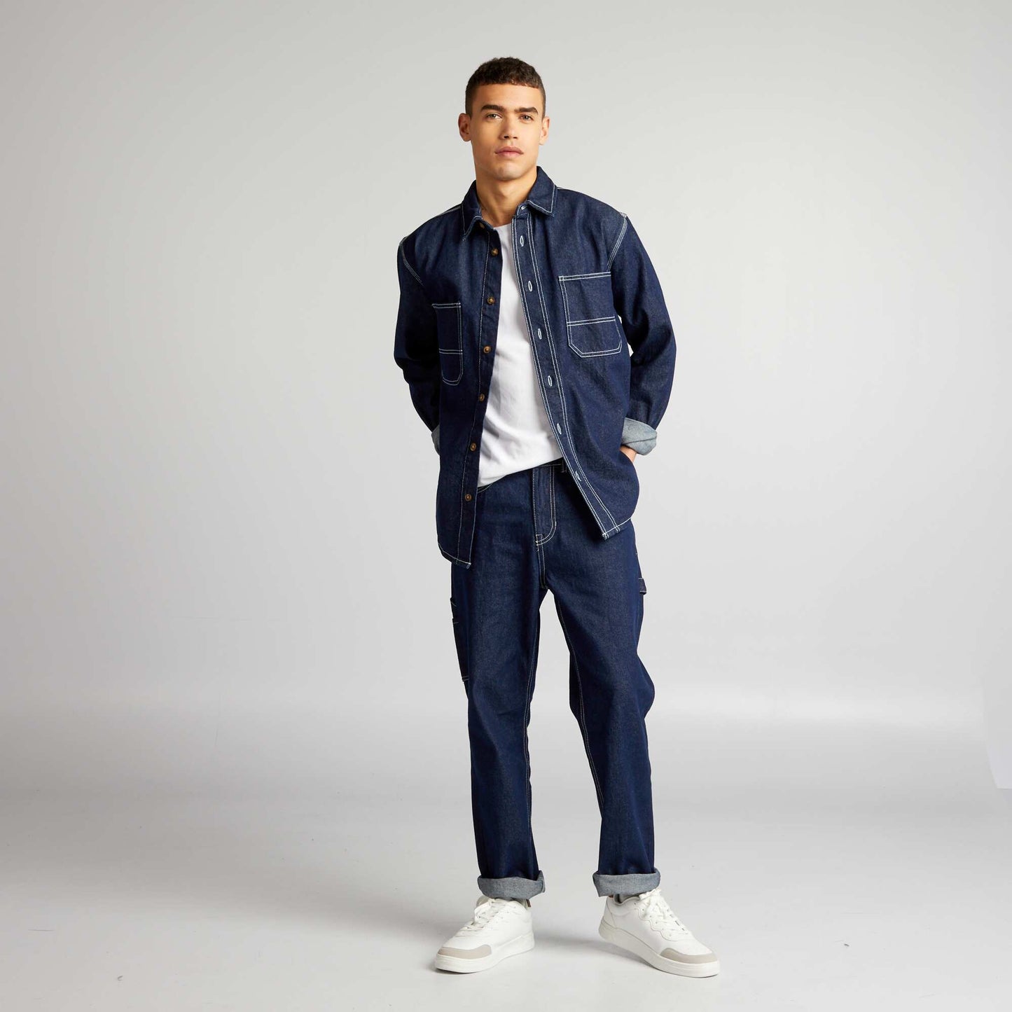 Pantalon denim style carpenter Bleu