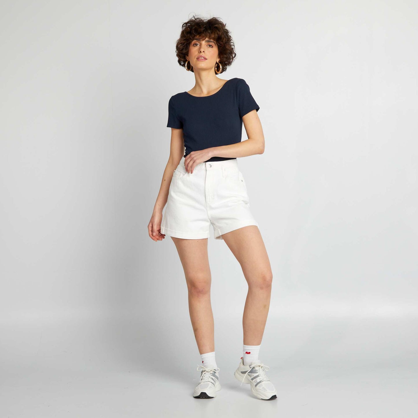 Short en jean Blanc