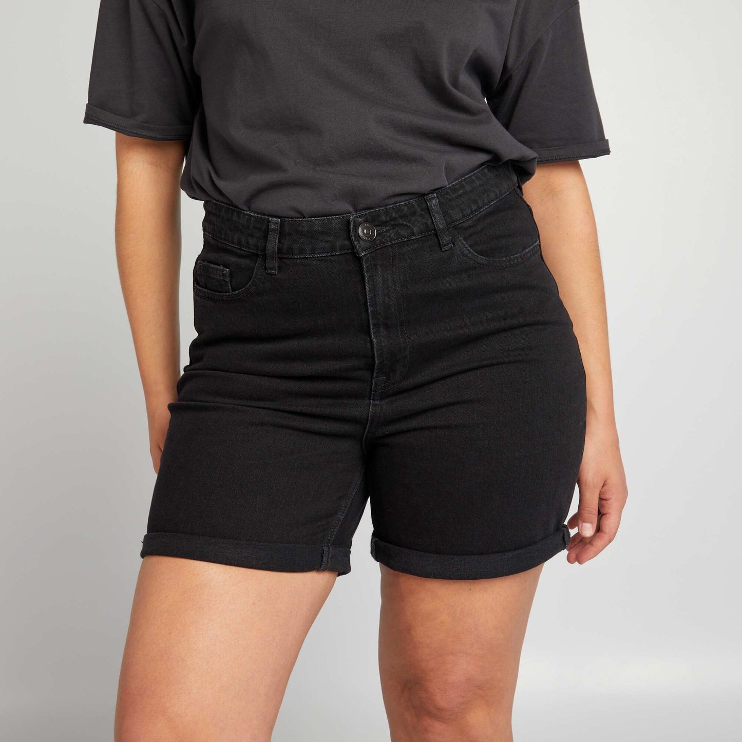 Short en jean à taille haute Gris